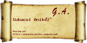 Gubacsi Anikó névjegykártya